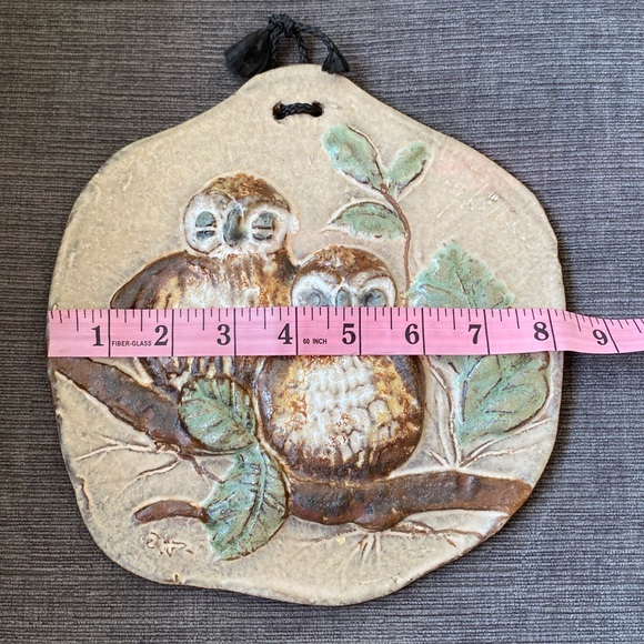 Vtg MCM Owl clay wall hanging/shelf display As Is. - Picture 6 of 6